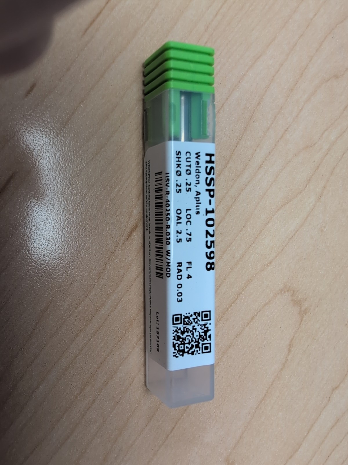 HSSP-102598 HEL43152 MODIFIED TO HENRY-03 1/4" ENDMILL MODIFIED w/ 1.6" NECK x .
