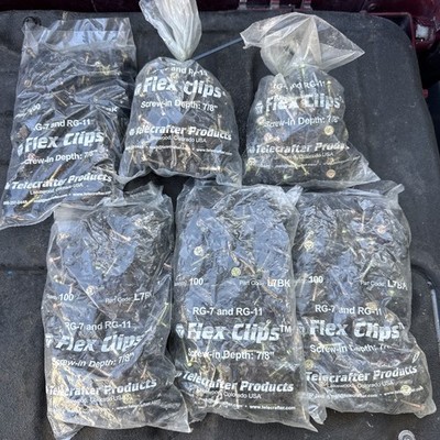 600 Piece Telecrafter L7BK Single Flex Clip Screw Depth 7/8'' RG-7 RG-11 6 bags
