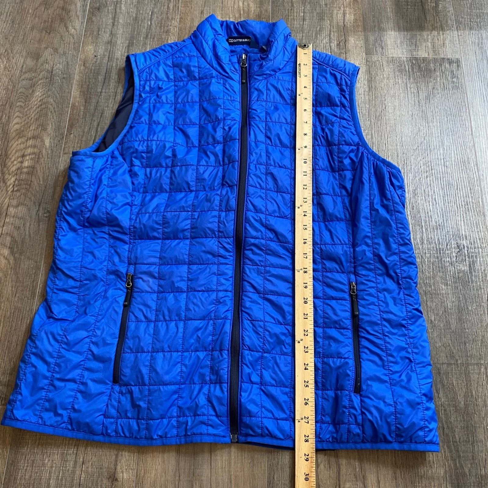 Cutter & Buck Rainier Men 3XL Blue Quilted Puffer Vest Full Zip Lightweight 598 - product detail image 8