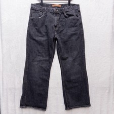 Vintage Xios Genuine Jeans Super Baggy Wide Leg Black Denim 40x30 Y2K