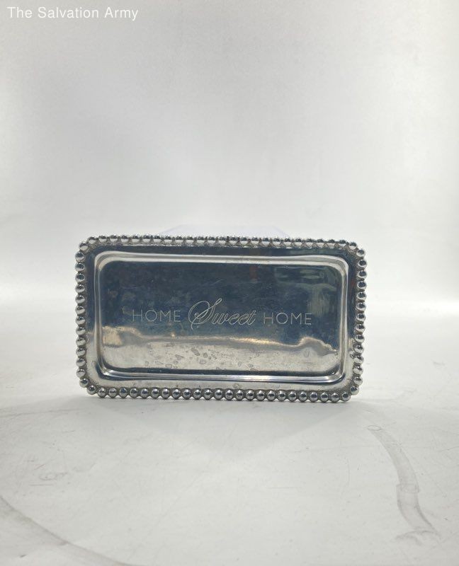 Mariposa Beaded Engraved With Phrase Home Sweet Home Serving Tray