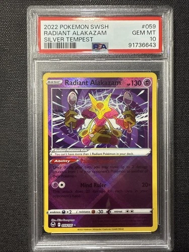 Radiant Alakazam 059/195 Swsh12: Sword & Shield - Silver Tempest Holo PSA 10