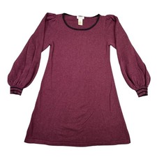 Max Studio Women's Knit Dress Dramatic Balloon Sleeve Cozy Burgundy Small Warm