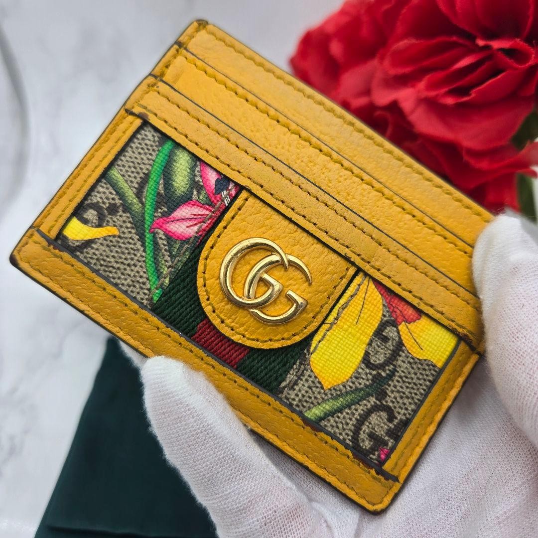 Gucci GG Marmont Commuter Pass Card Case Sherry Line Flower Rare thumbnail 3
