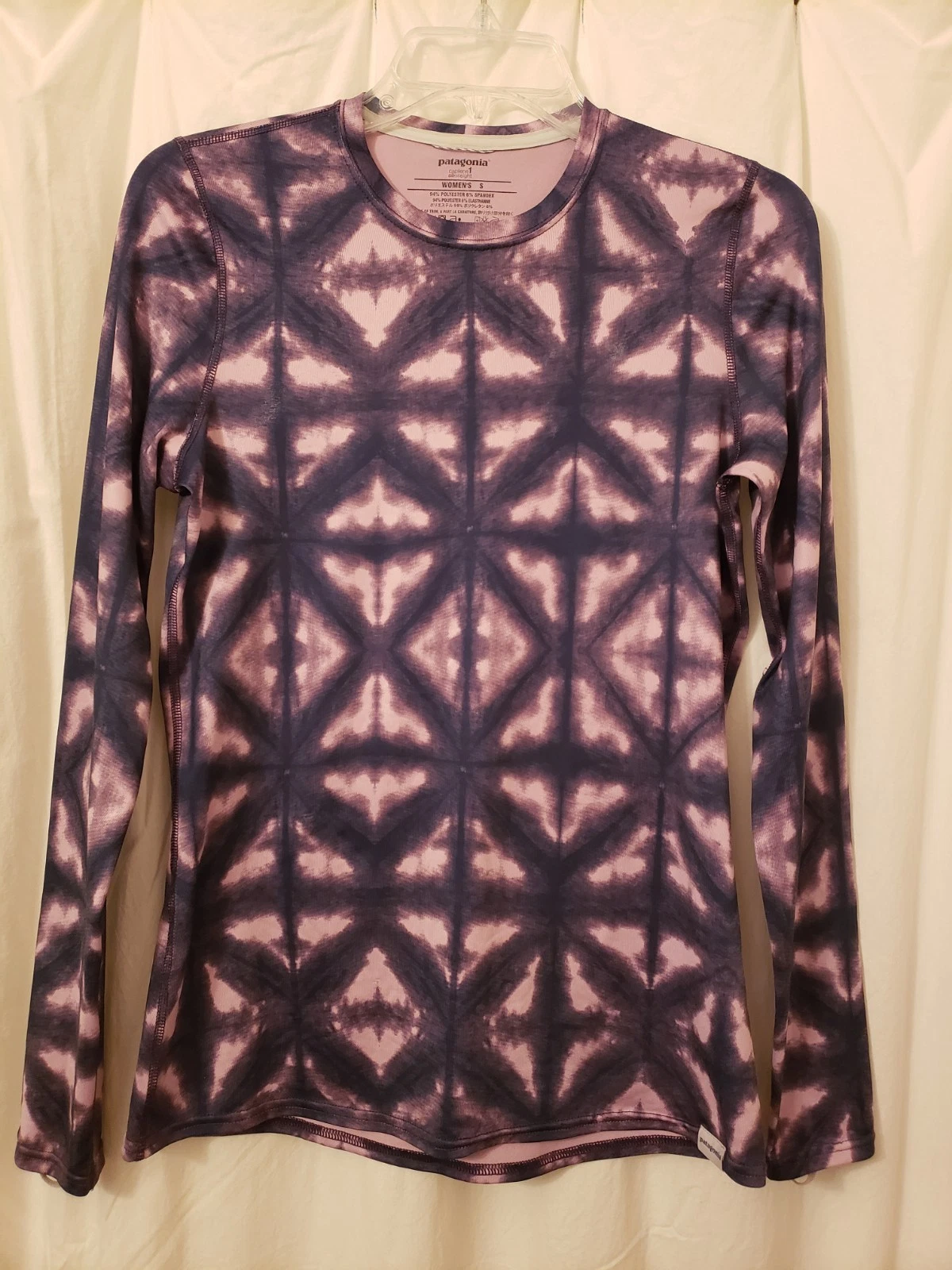 PATAGONIA Silkweight Capilene long sleeve active top W's Purple Tie Dye retro S