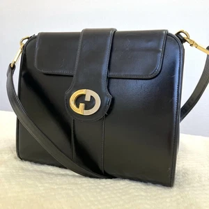 GUCCI Ancien sac à bandoulière Gucci GG Hardware cuir noir #PG25L1