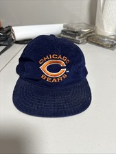 VINTAGE Chicago Bears Hat Cap Snapback Blue Corduroy NFL Football Shell Adult