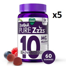   Vicks ZzzQuil PURE Zzzs, Advan 10Mg Melatonin Gummies, Berry 300Ct x5 60CT   