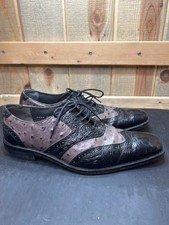 Stacy Adams Mens 8.5 M Wingtip Oxford Shoes Ostrich Print Two Tone UK 7.5 EUR 41