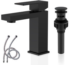 Grifo ba o negro mate monomando acero inoxidable con desag e y mangueras, Nuevo