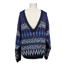Vintage 80 s Colorful Graphic Oversized Grandpa Sweater Mens Size Large