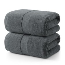 ecolook 2 Pack Bath Towels Set,55x28 Inches,100% Cotton,Lighter Dark Gray