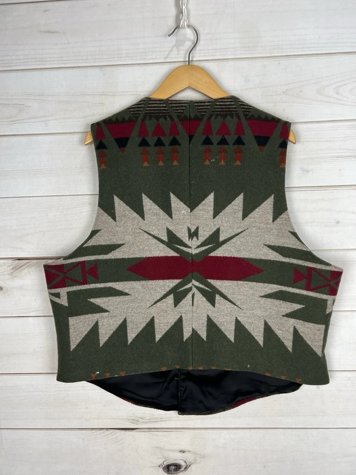 Pendleton Vest Mens 48 Wool Western Aztec Southwest Made USA Pockets - Image 2 of 4