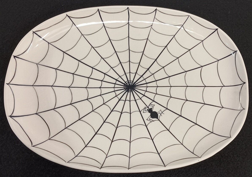 Eddie Bauer SPIDER WEB TRAY SERVING PLATTER HALLOWEEN CERAMIC DECOR 14"x10-1/2" - Picture 2 of 7
