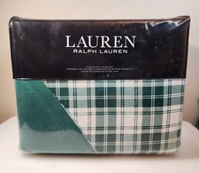 Ralph Lauren Flannel King Size Duvet Cover Set Ulster Green Plaid NWT