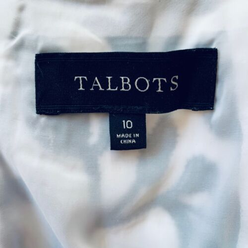 TALBOTS Embroidered Textured Skirt 10 Navy & White Floral A-line Career Office - Picture 3 of 5