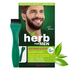 Herb For Men PPD Ammonia Free Mustache Beard Dye Vegan Ingredients Deep Brown