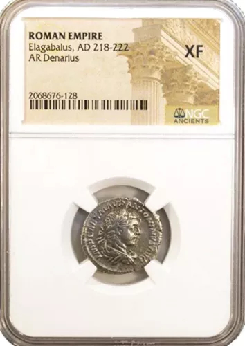 A-DS6 Roman Empire of Emperor Elagabalus (AD218-222) Denarius NGC XF Silver Coin