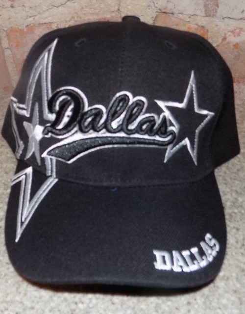Dallas BLACK Hat Cap Script Visor Embroidered Signature Double Cowboys