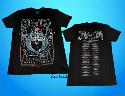 New Bon Jovi Keeping The Faith USA Tour 1993 Mens Vintage Retro T