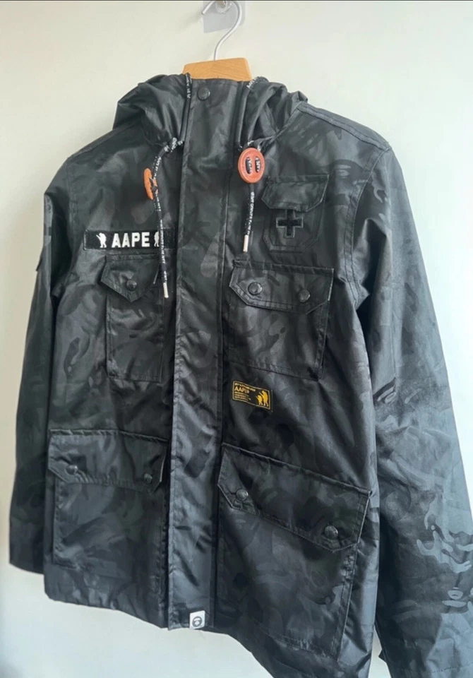 AAPE by A Bathing Ape Black Camo Hooded Jacket size S - Image 3 of 4