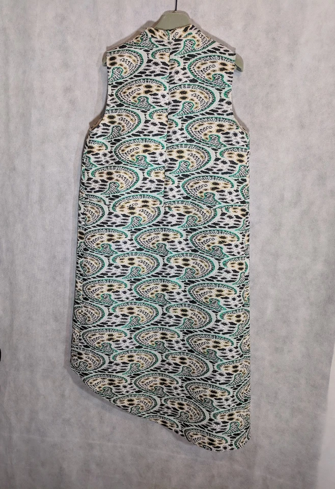 Vestido Rachel Comey Metálico Brillante Jacquard Diagonal Asimétrico Talla 8 Foto 2 de 4