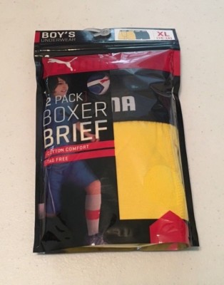 New Puma 2 Pack Boys Underwear Boxer Briefs Tag Free Size L Xl Yellow Black Ebay
