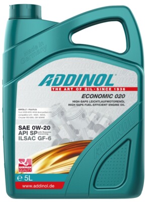 ADDINOL ECONOMIC 020 SAE 0W-20 Motoröl 5 Liter  API SP ILSAC GF-6 Motorenöl