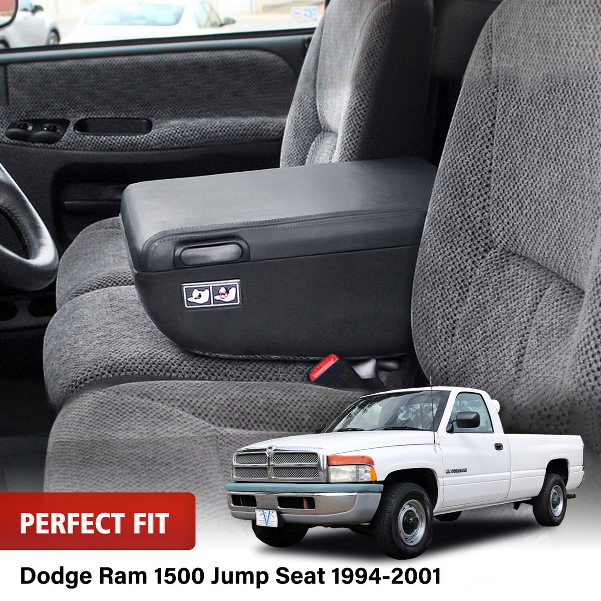Fits 94-01 Dodge Ram 1500 Jump Seat Console Armrest PU Leather