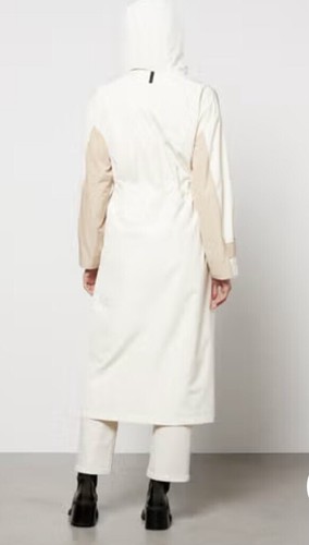 MACKAGE BREENA Women’s Long Rain Coat Jacket Drawcord Waist Hood sz Large Cream - Picture 15 of 16