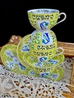 HEREND YELLOW DYNASTY  4 CUPS  AND SAUCER FABULOUS DECOR