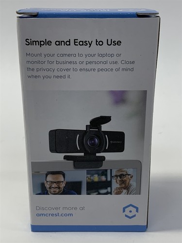 NEW Open Box Amcrest HD 1080P Webcam AWC205 w/ Built-in Microphone + Cover - Afbeelding 6 van 7
