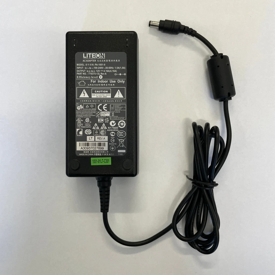 Genuine Lite-On 12V DC 4.16A Power Supply Adapter PA-1051-0 770375-13L 5.5x2.1mm