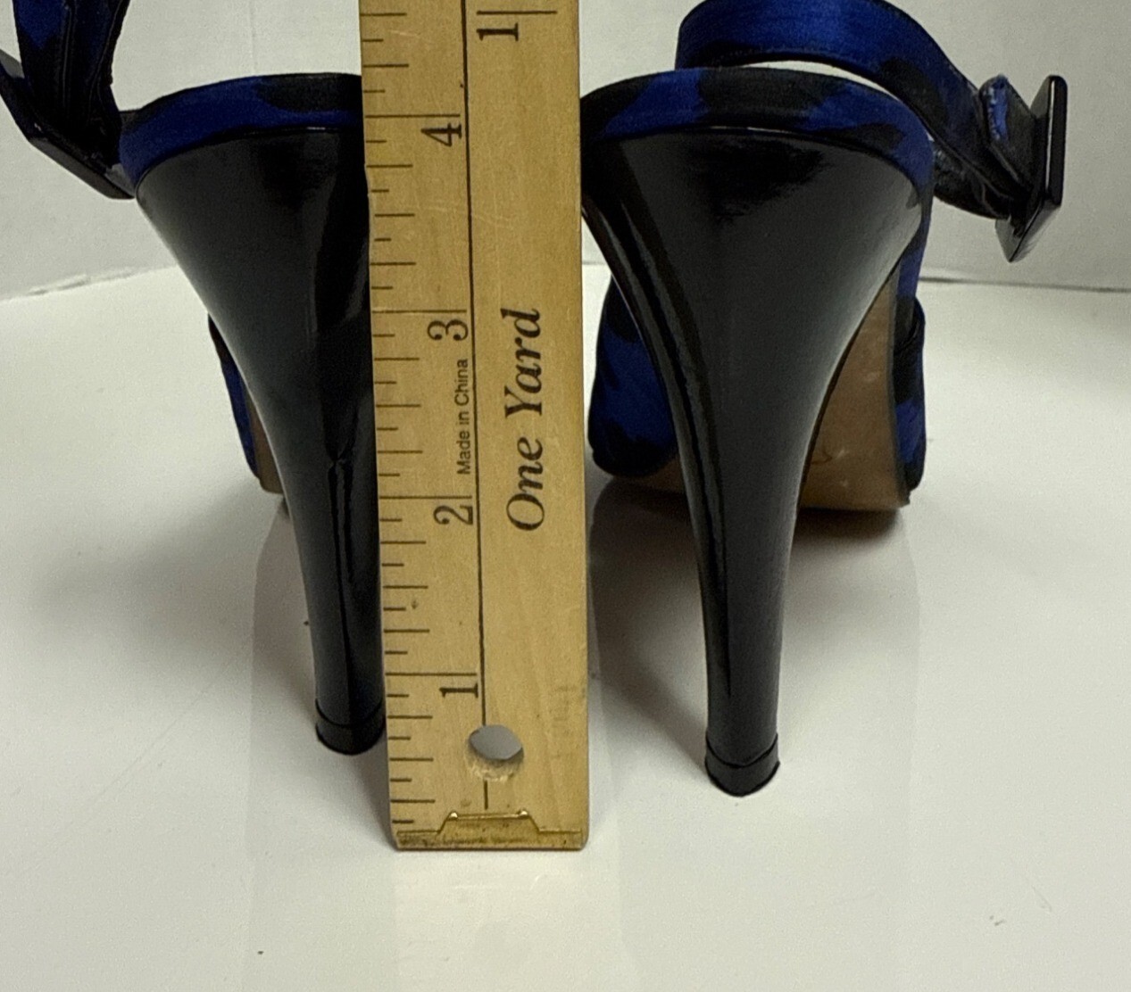 Scarpe decolte donna Yves Saint Laurent slingback tacco blu stampa animalier 8 5