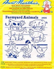 VTG Aunt Martha's Farmyard Animals Embroidery Transfer Pattern 3906