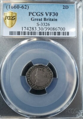 Charles II 1660-1685 AD AR Halfgroat . London Tower mint. England. PCGS VF 30