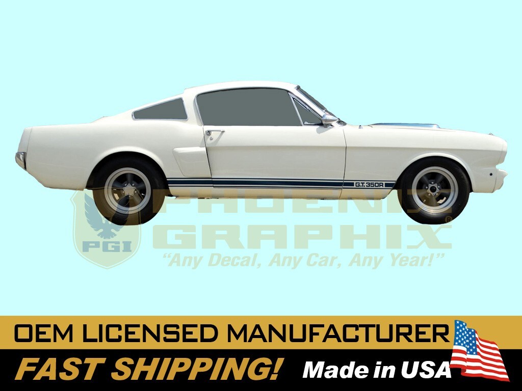 1966 1967 1968 Mustang Shelby GT350R Rocker Stripes Decal Kit