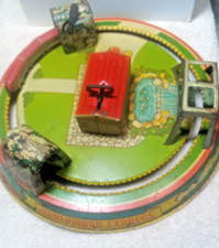 Marx Tin wind up toy Litho Honeymoon express Working 9 1/2" round train