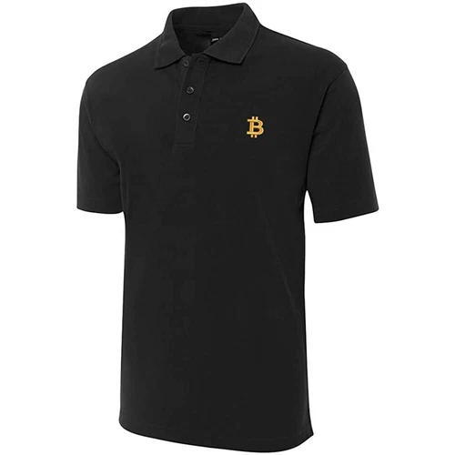 Polo Shirt Bitcoin BTC Embroidery Short Sleeve Polo Shirts Embroidered Men Polo