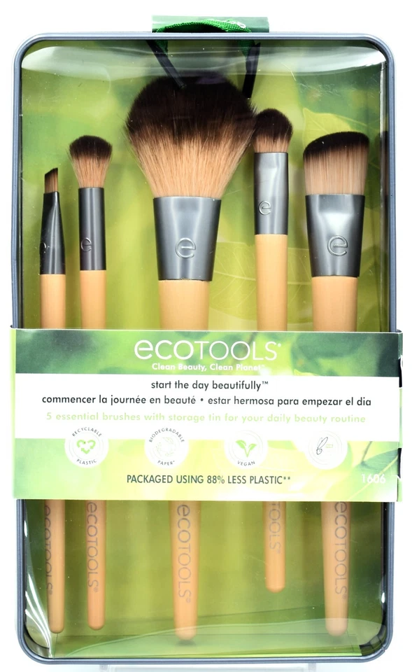 Ecotools Start The Day Beautifully Make-up Brushes-6 Brushes& Storage Case - Image 3 of 3