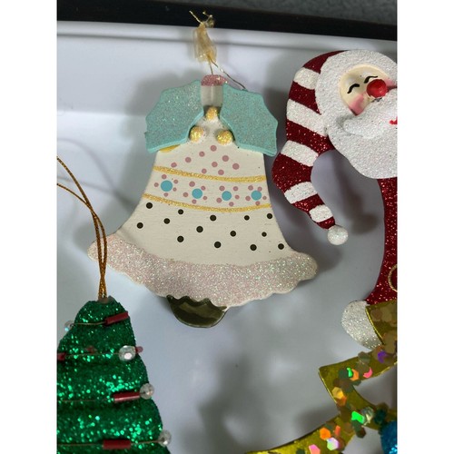 Christmas Ornament Vintage Lot Set of 7 Trees Gingerbread Man Snowflake Santa - Picture 4 of 9