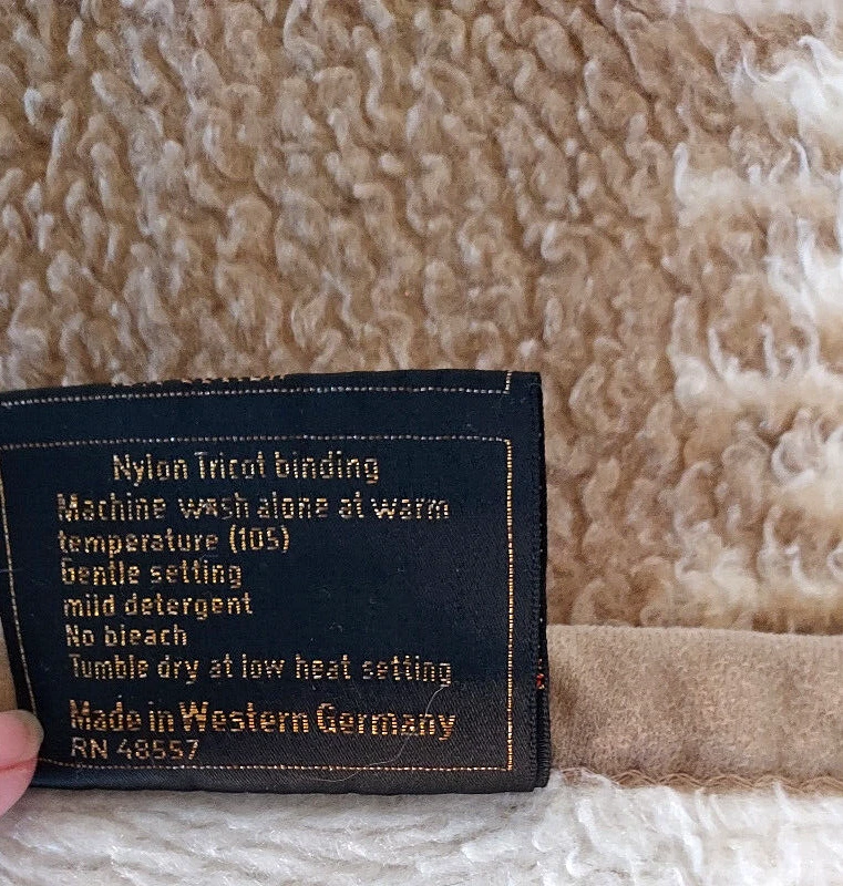 Vintage Ibena Relax Dolan Blanket Acrylic Cotton Blend Tan Geometric 52" x 72" - Image 4 of 4