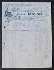 Invoice 1931 THIERS cutlery DEGLON knife knife illustrated 115