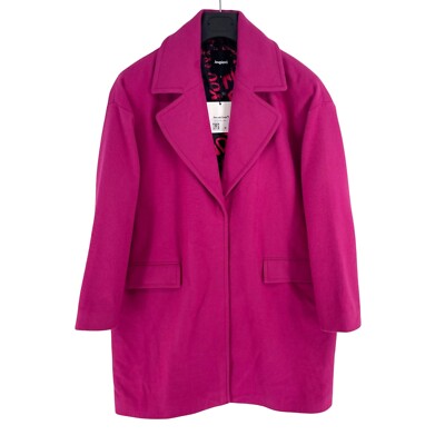 Desigual Mujer Violeta Mezcla Lana Guisante Abrigo Chaqueta Talla