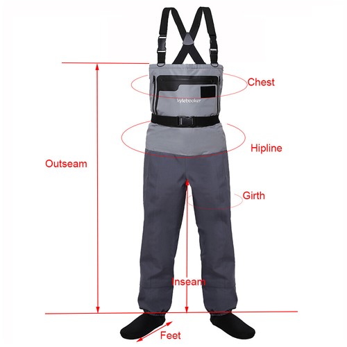Fly Fishing Chest Waders 5-Layer Breathable Durable Wading Stocking Foot Wader - Picture 3 of 12