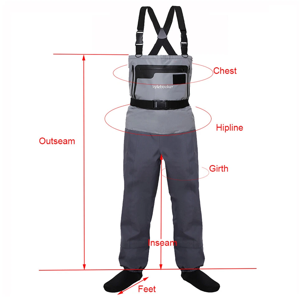 Fly Fishing Chest Waders 5-Layer Breathable Durable Wading Stocking Foot Wader - Image 3 of 4