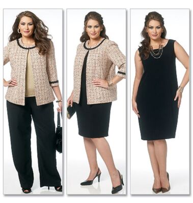 Butterick 5719 Sz 8-24 Slimming Princess Dress Jacket Wardrobe Pant Plus Pattern