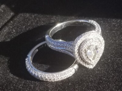 Neil Lane 14k White Gold Double Halo Pear Shape Engagement Ring