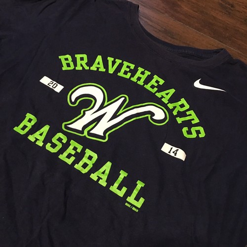 Worcester Bravehearts FCBL Established 2014 Summer Baseball Nike Tee Shirt Sz Lg - Picture 2 of 4
