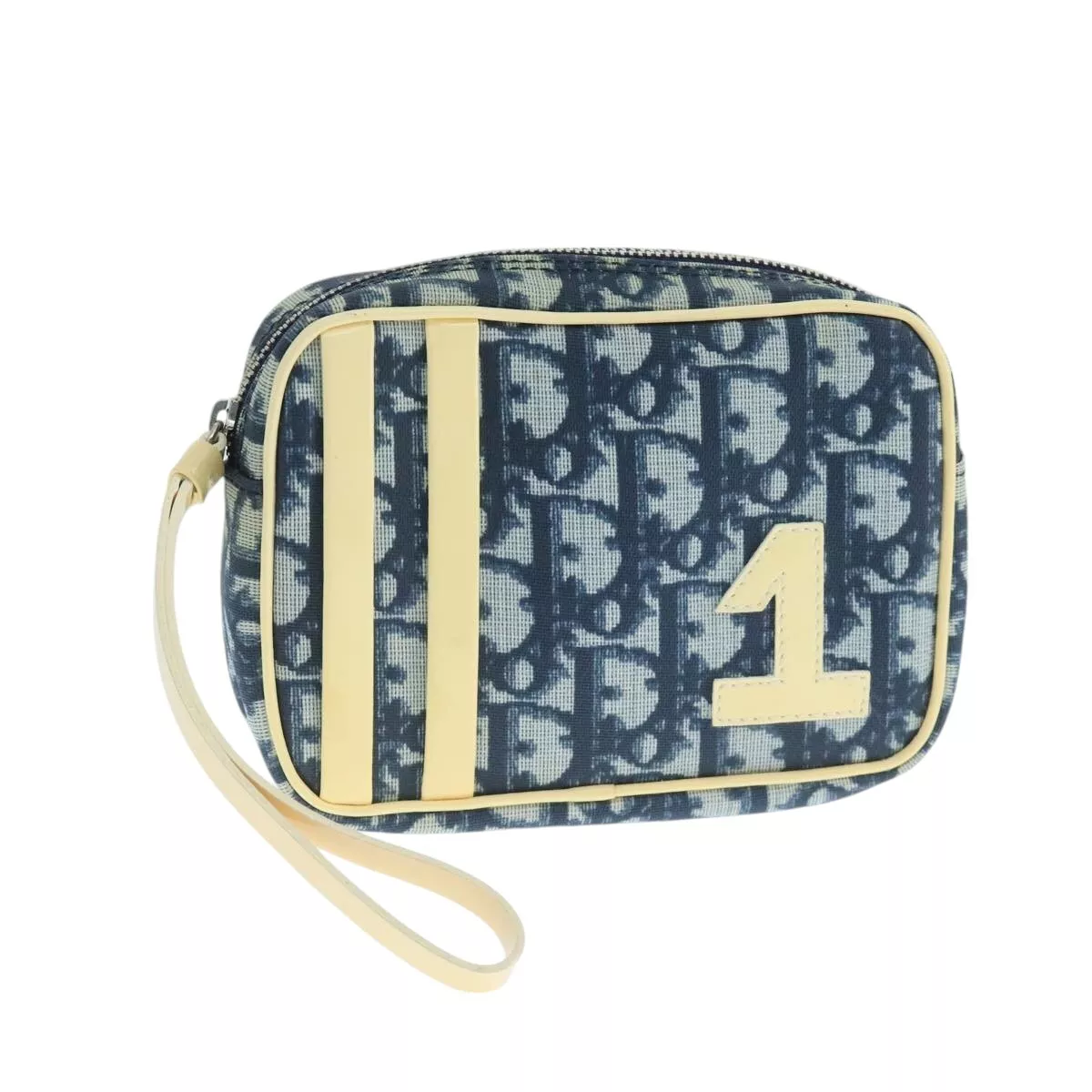 Pochette toile trotteur Christian Dior bleu marine authentique th5551